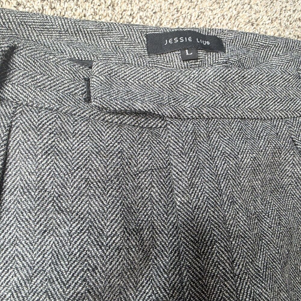 Jessie Liu Wide Leg Trousers Size Large Pants Gray Pleated Cuffs Office Dress - Picture 8 of 8